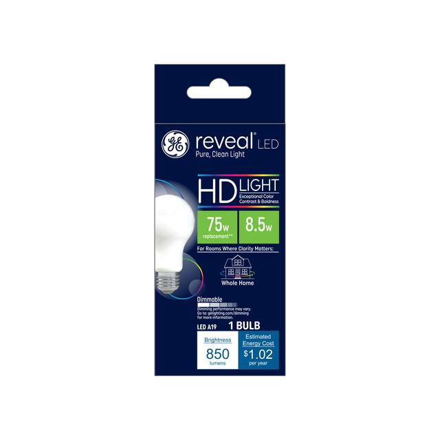 GE Reveal HD+ LED 75 Watt Replacement, Reveal, A19 General Purpose Bulb (1 Pack)