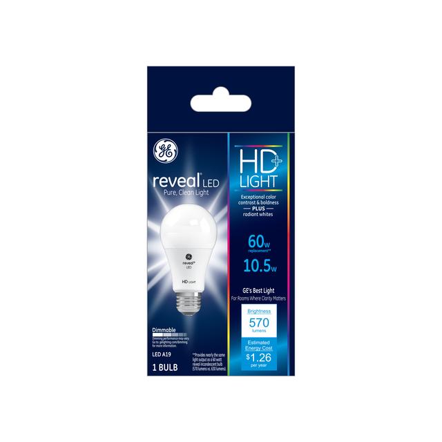 GE Reveal HD+ LED 60 Watt Replacement, Reveal, A19 General Purpose Bulb (1 Pack)
