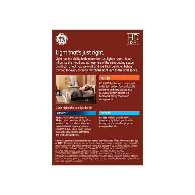 GE Relax HD LED 60 Watt Replacement, Soft White, G30 Vanity - Globe Bulb (1 Pack)