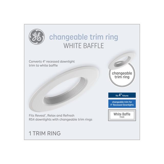 GE Changeable Trim Ring, White Baffle, 4-inches
