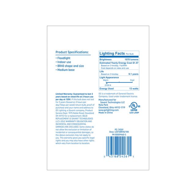 GE Basic LED 85 Watt Replacement, Soft White, BR40 Indoor Floodlight Bulbs (1 Pack)