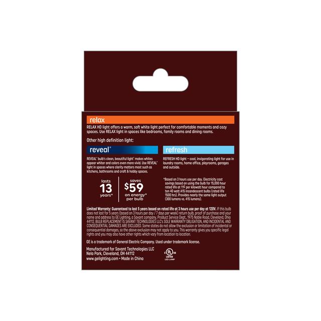 GE Relax HD LED 40 Watt Replacement, Soft White, A15 Ceiling Fan Bulbs (2 Pack)