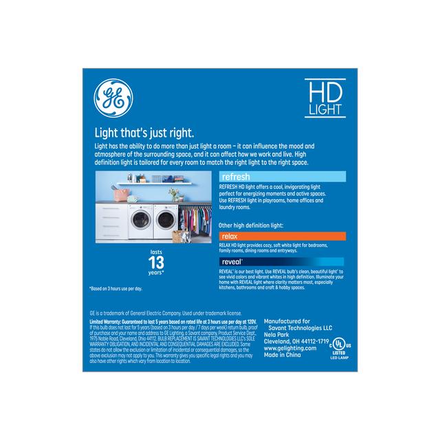 GE Refresh HD LED 60 Watt Replacement, Daylight, B11 Deco - Candle Bulbs (3 Pack)