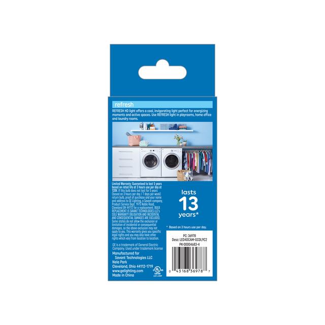 GE Refresh HD LED 40 Watt Replacement, Daylight, CA11 Deco - Candle Bulbs (2 Pack)