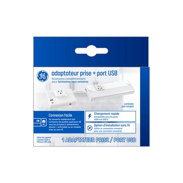 GE Plug + USB Add-on Accessory for Premium Direct Wire Light Fixtures