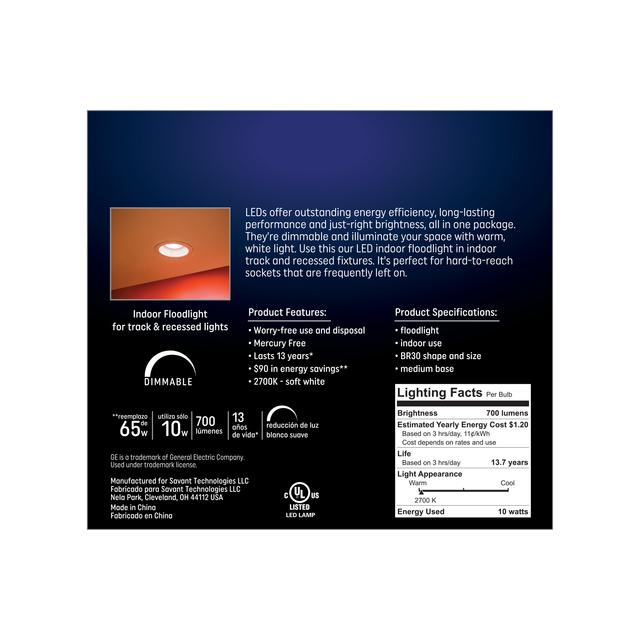 GE Classic LED 65 Watt Replacement, Soft White, BR30 Indoor Floodlight Bulbs (2 Pack)