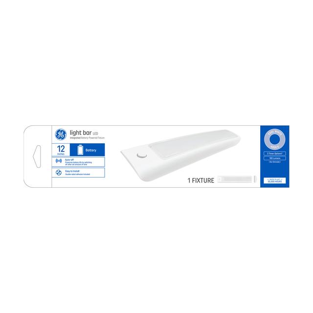GE Battery Powered Light Bar with Timer LED Cool White 12in Light Fixture (1-Pack)