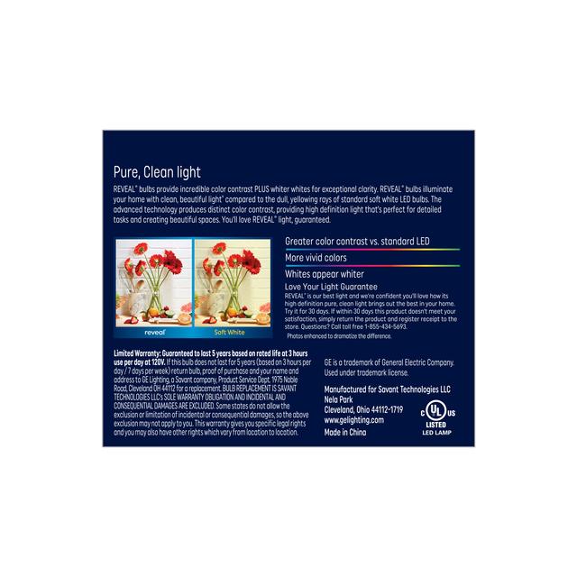 GE Reveal HD+ LED 50 Watt Replacement, Reveal, PAR20 Indoor Floodlight Bulbs (2 Pack)