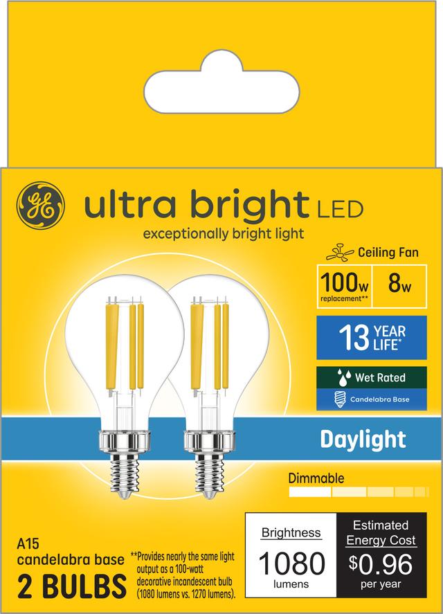 GE Ultra Bright LED 100 Watt Replacement, Daylight, A15 Ceiling Fan