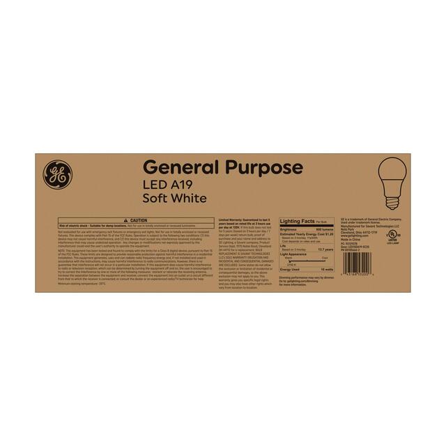 GE Classic LED 60 Watt Replacement, Soft White, A19 Bulbs (20 Pack), Brown Box