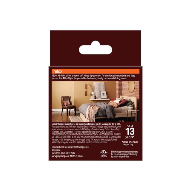 GE Relax HD LED 60 Watt Replacement, Soft White, A15 Ceiling Fan Bulbs (2 Pack)