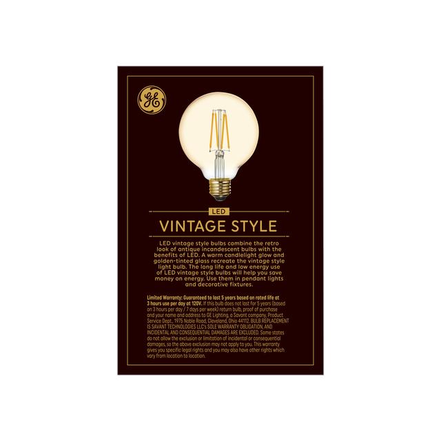 GE Vintage LED 60 Watt Replacement, Candlelight, G30 Deco - Globe Bulbs (1 Pack)