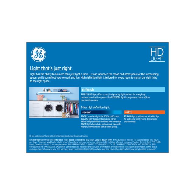 GE Refresh HD LED 60 Watt Replacement, Daylight, G25 Vanity - Globe Bulbs (2 Pack)