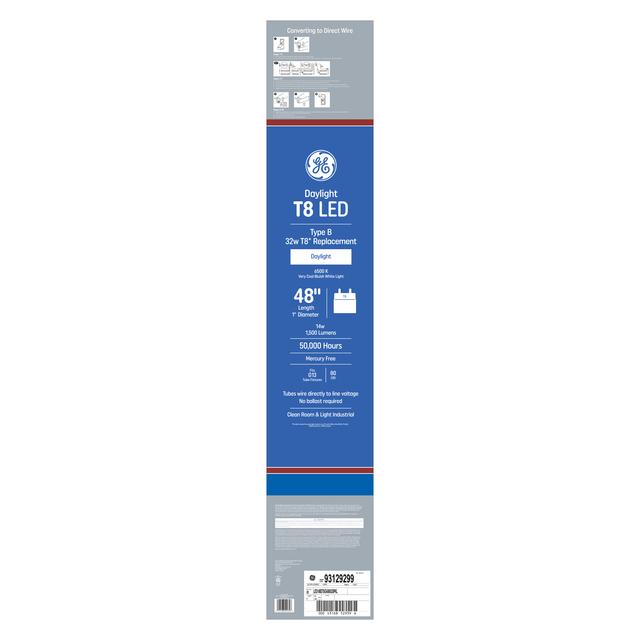 GE LED Direct Wire Daylight 14 Watt 47.78 Inches T8 G13 Base LED Tube 20 Pack