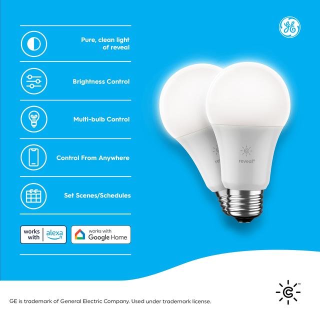GE Cync Reveal Smart LED Light Bulbs, Works with Alexa and Google  Assistant, Bluetooth and Wi