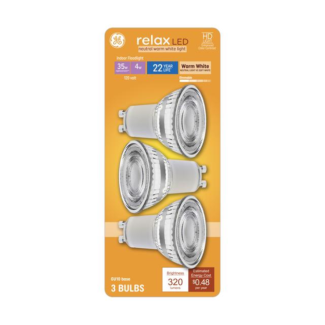 GE Relax HD LED 35 Watt Replacement, Warm White, PAR16 Indoor Floodlight Bulbs (3 Pack)