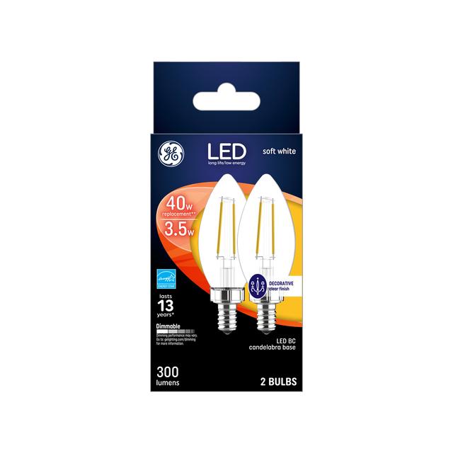 GE Classic 40 LED Watt de remplacement, blanc doux, B  11 déc. o - Ampoules à bougie ( 2 Pack)