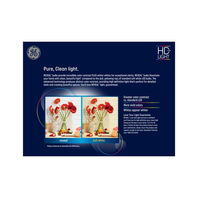 GE Reveal HD+ LED 85 Watt Replacement, Reveal, BR40 Indoor Floodlight Bulbs (2 Pack)