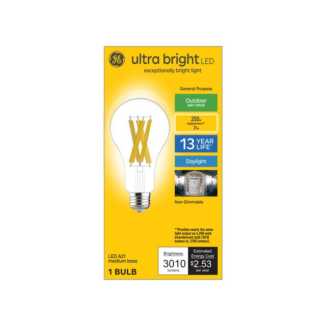 GE Ultra Bright LED 200 Watt Replacement, Daylight, A21 General Purpose Bulb (1 Pack)