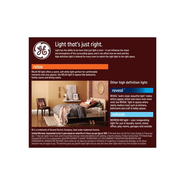 GE Relax HD LED 100 Watt Replacement, Soft White, A19 General Purpose Bulbs (2 Pack)