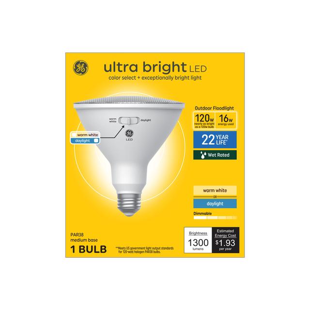 GE Ultra Bright LED 120 Watt Replacement, Daylight, PAR38 Outdoor Floodlight Bulb (1 Pack)