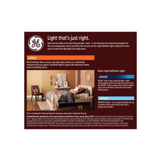 GE Relax HD LED 75 Watt Replacement, Soft White, A19 General Purpose Bulbs (2 Pack)
