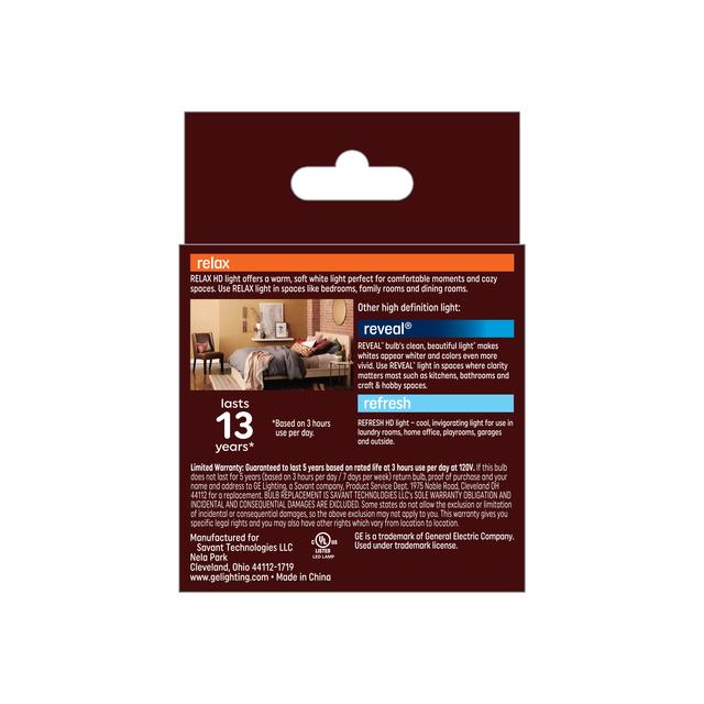 GE Relax HD LED 60 Watt Replacement, Soft White, A15 Ceiling Fan Bulbs (2 Pack)
