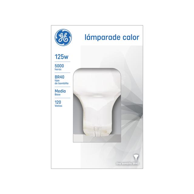 GE Incandescent Heat Lamp, 125 Watts, BR40 Bulb 1 Pack)