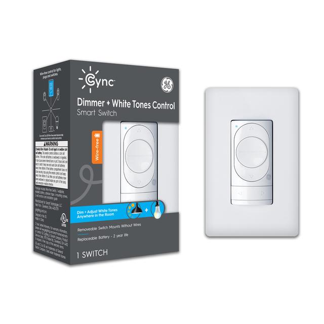 GE CYNC Smart Dimmer Light Switch, Wire-Free, Bluetooth and Wi-Fi Light  Switch, White (1 Pack)
