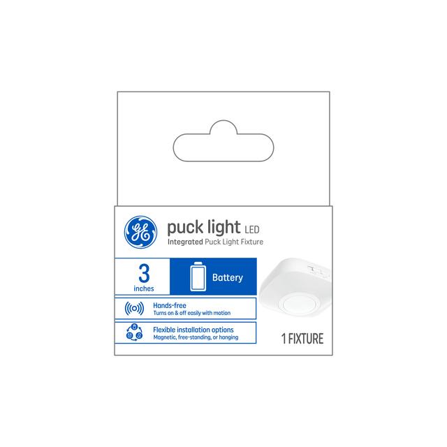 GE Battery Powered Motion Sensor Puck LED Cool White 3in Fixture