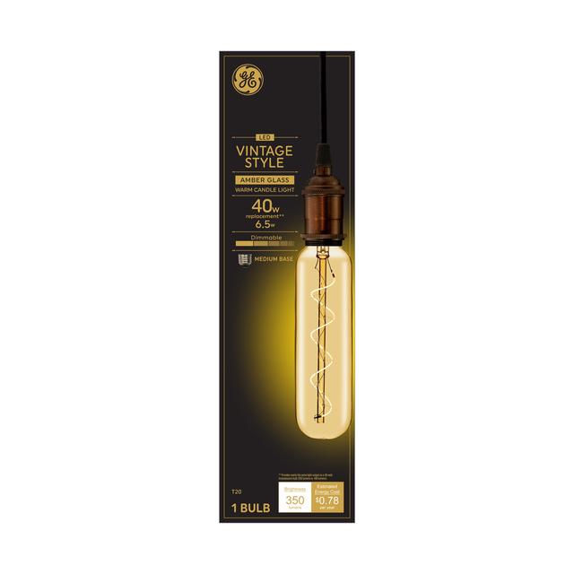 GE Vintage LED 40 Watt Replacement, Candlelight, T20 Deco - Tubular Bulbs (1 Pack)