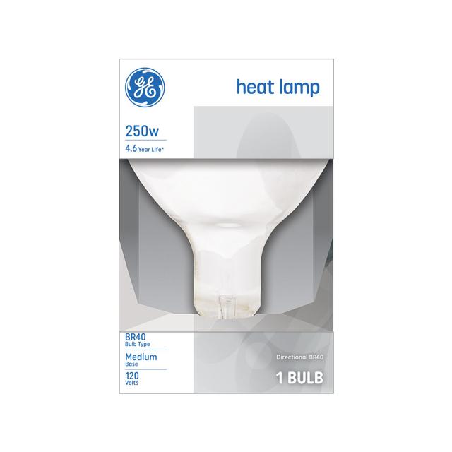 GE Incandescent Heat Lamp, 250 Watts, BR40 Bulb (1 Pack)