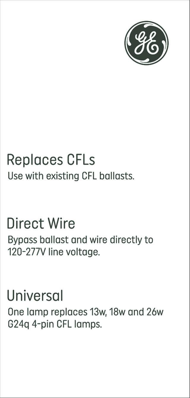 GE Plug-in LED Light Bulb, 13W/18W/26W replacement, 4-Pin G24q Base, Color Select (1 Pack)