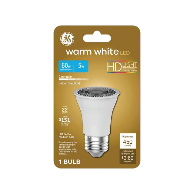 GE Classic LED 60 Watt Replacement, Warm White, PAR16 Indoor Floodlight Bulb (1 Pack)
