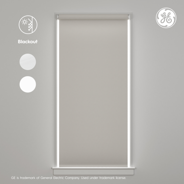 GE Smart Shade, Motorized Window Blind with Matter & Remote Control, Easy Install, White Hardware, Blackout White Fabric, Quiet Operation, 34” Width, Adjustable Length, 1 Shade