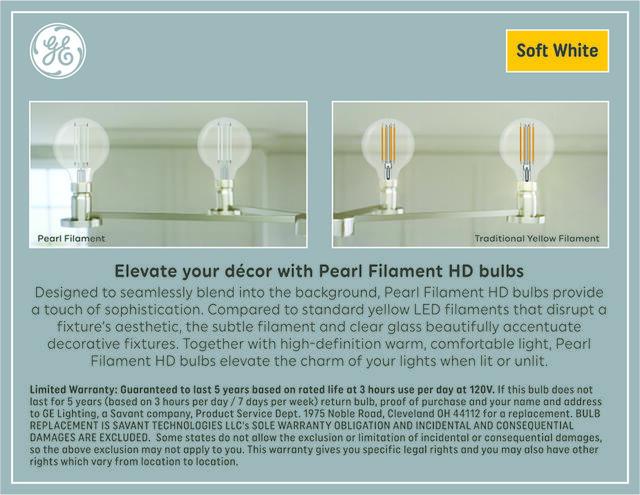 GE Pearl Filament LED 60 Watt Replacement, Soft White, G25 Deco - Globe Bulbs (2 Pack)