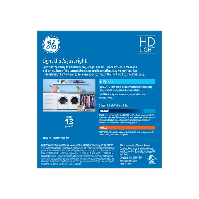 GE Refresh HD LED 40 Watt Replacement, Daylight, CA11 Deco - Candle Bulbs (3 Pack)