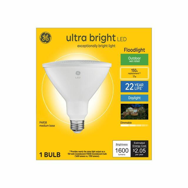 GE Ultra Bright LED 150 Watt Replacement, Daylight, PAR38 Outdoor Floodlight Bulb (1 Pack)
