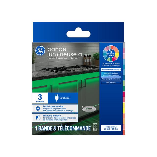 GE Color-Changing RGBW 10W LED 10ft Plug-In Tape Light Kit