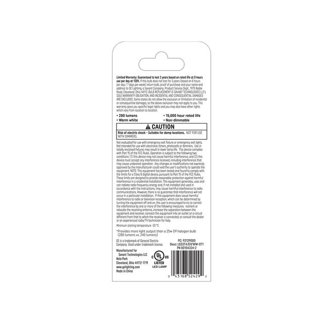 GE Specialty LED 25 Watt Replacement, Warm White, T4 Specialty Bulb (1 Pack)