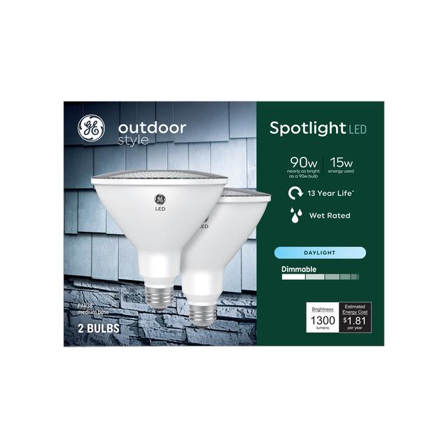 GE Outdoor Style LED 90 Watt Replacement, Daylight, PAR38 Outdoor Spotlights (2 Pack)