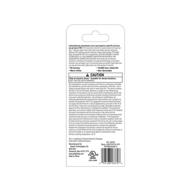 GE Specialty LED 15 Watt Replacement, Warm White, T4 Appliance Bulbs (1 Pack)