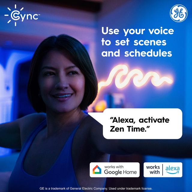 GE CYNC Smart Neon Shape Light Dynamic Effects Full Color, 2.4GHz Wi-Fi Enabled, Works with Google Assistant and Amazon Alexa, No Hub Required (10-Foot Shape Light + Power Supply)