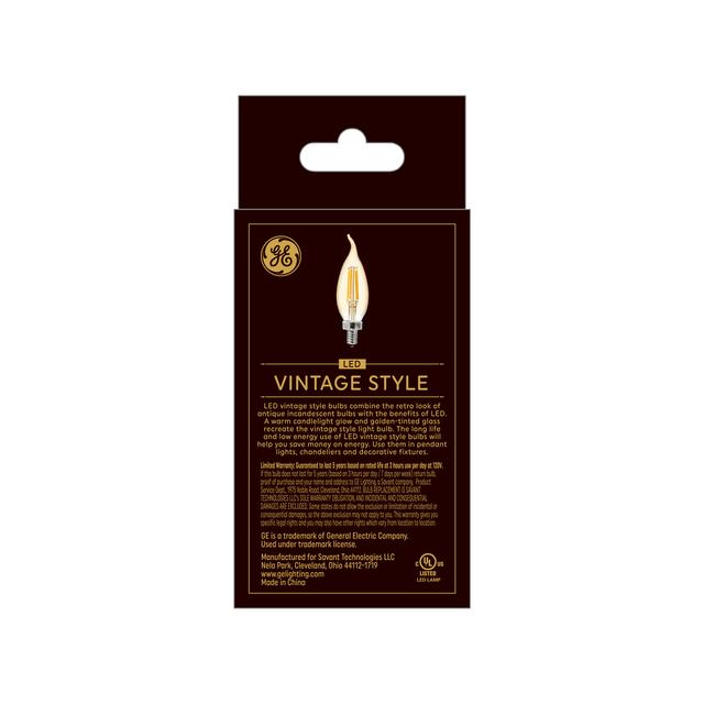 GE Vintage LED 60 Watt Replacement, Candlelight, CA11 Deco - Candle Bulbs (2 Pack)