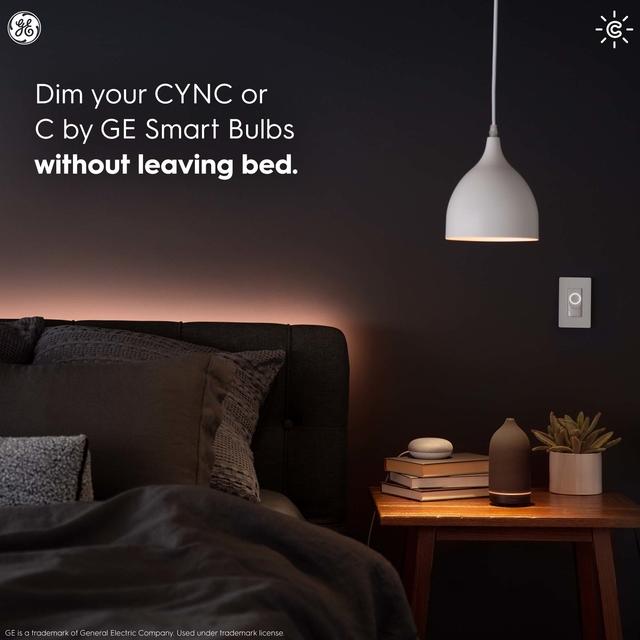 GE Lighting CYNC Smart Dimmer Light Switch, Wire-Free, Bluetooth and Wi-Fi Light Switch, White (1 Pack)
