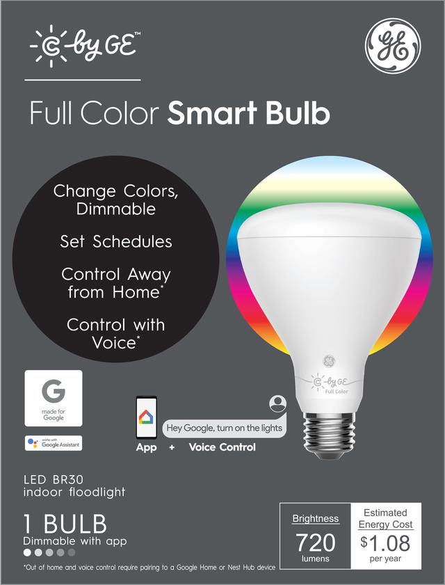 GE Cync Bluetooth Smart LED Light Bulbs, Color Changing, Works with Alexa and Google Assistant, Bluetooth Enabled, Smart Indoor Floodlight 1 Pack