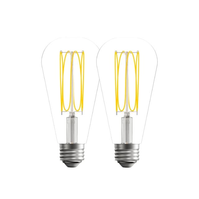 GE Reveal HD+ LED Wound Filament, 60 Watt Replacement, Reveal, ST19 Edison Bulbs (2 Pack)