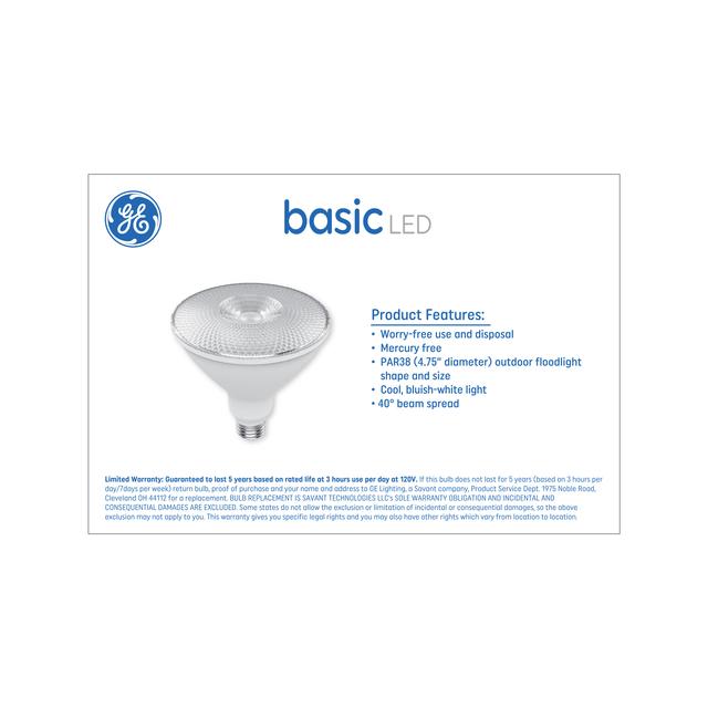 GE Basic LED 90 Watt Replacement, Daylight, PAR38 Outdoor Floodlight Bulbs (2 Pack)
