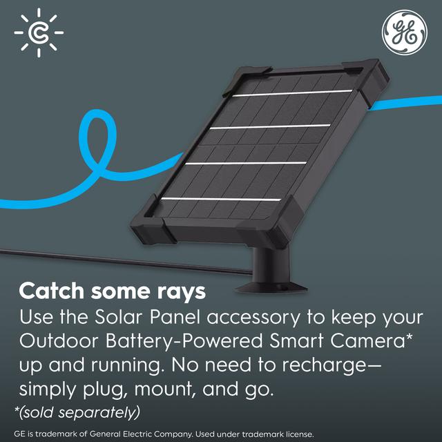 GE Cync Outdoor Camera Solar Panel Accessory, Works with Cync Outdoor Battery Camera (1-Pack)