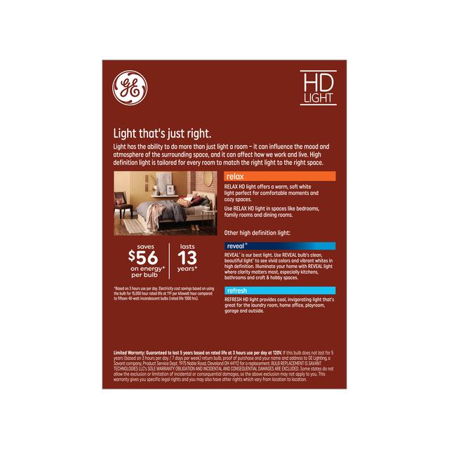 GE Relax HD LED 40 Watt Replacement, Soft White, A19 General Purpose Bulbs (4 Pack)